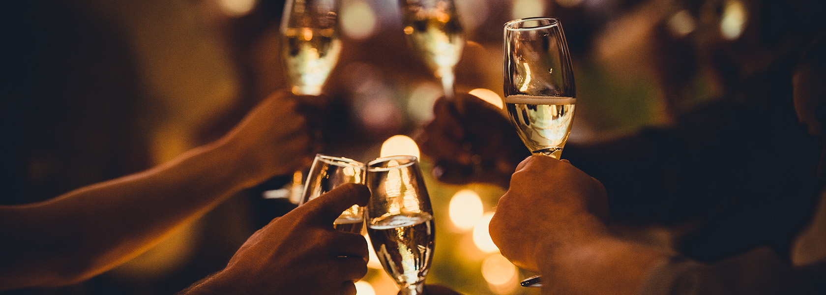 Group toasting with champagne