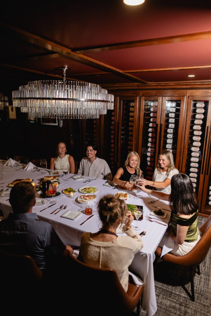 The Emerald Wine Room at Tucci's set for a private dinner
