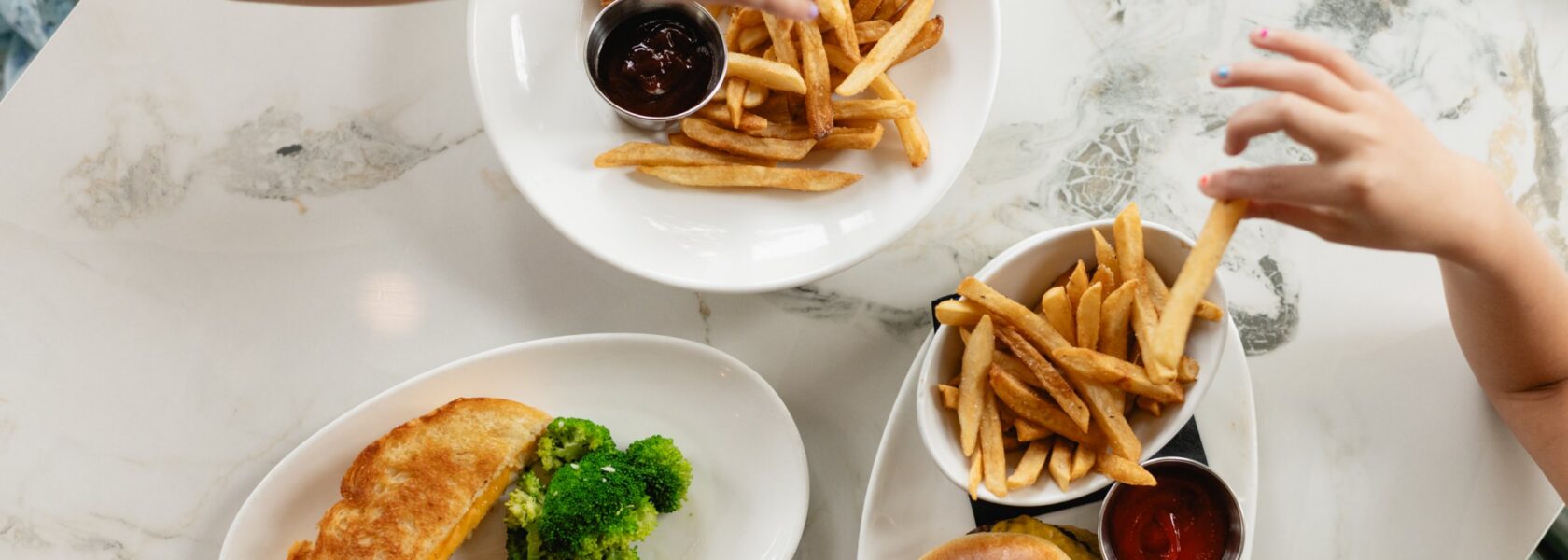 Kids meals at Tucci's: grilled cheese, burger and fries
