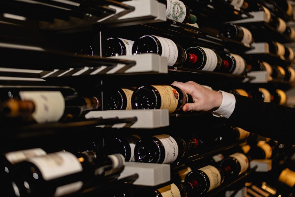 Bottles in the wine cellar at Tucci's